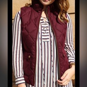 J.CREW Burgundy Diamond Quilted Vest